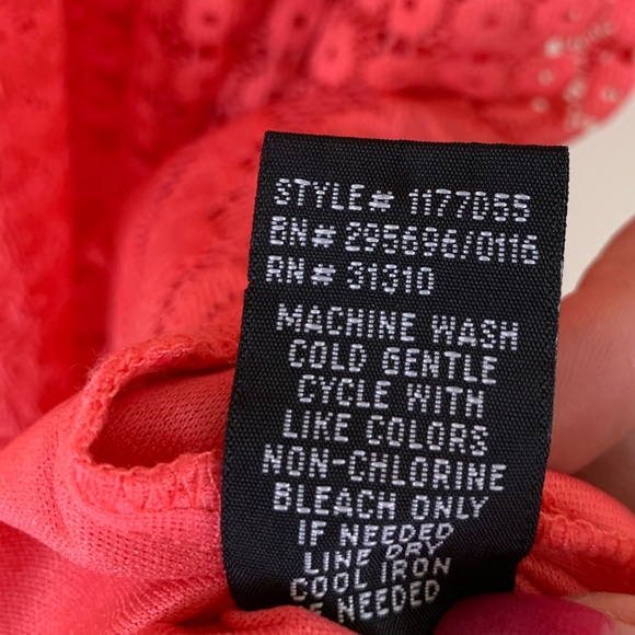 A. Byer Coral Crochet Overlay Mini Dress - Picture 6 of 7